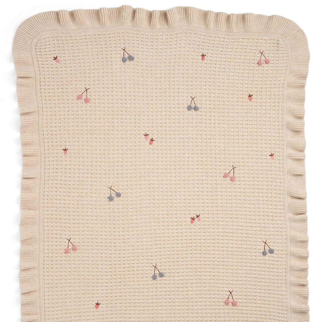 Mamas & Papas - Knitted Blanket - Berry Cherry Frill - Mabel & Fox