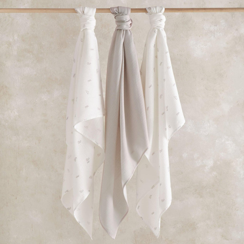 Mamas & Papas - Large Muslin Squares (3 Pack) - Bunny - Mabel & Fox