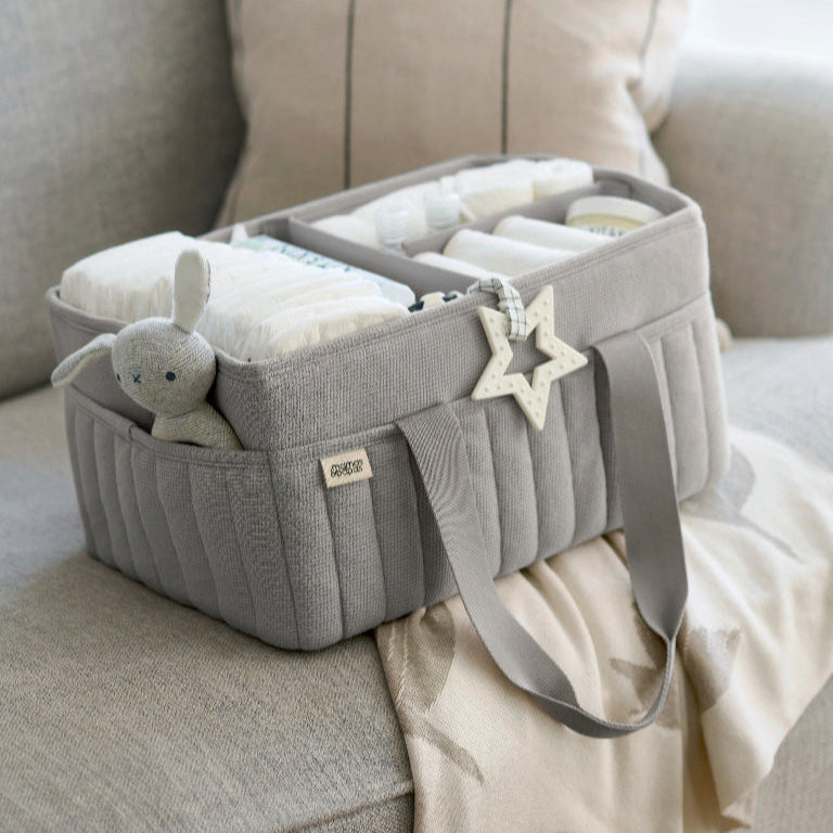 Mamas & Papas - Nappy Caddy - Grey Waffle - Mabel & Fox