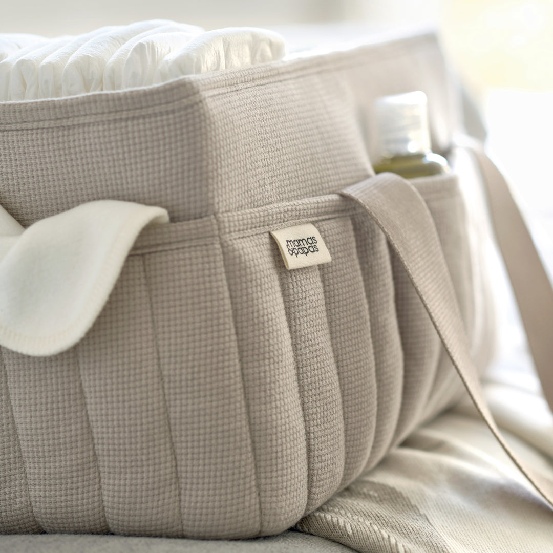 Mamas & Papas - Nappy Caddy - Neutral Waffle - Mabel & Fox
