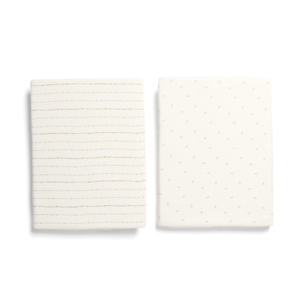 Mamas & Papas – Lua Bedside Crib Sheets – Oat (Pack of 2) - Mabel & Fox