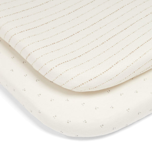 Mamas & Papas – Lua Bedside Crib Sheets – Oat (Pack of 2) - Mabel & Fox