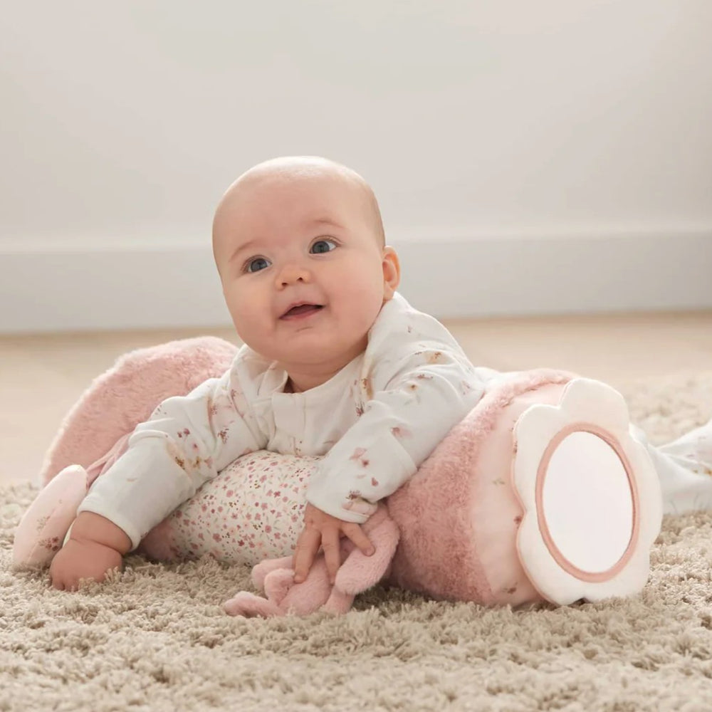 Mamas & Papas - Tummy Time Roll - Welcome To The World Pink Bunny - Mabel & Fox