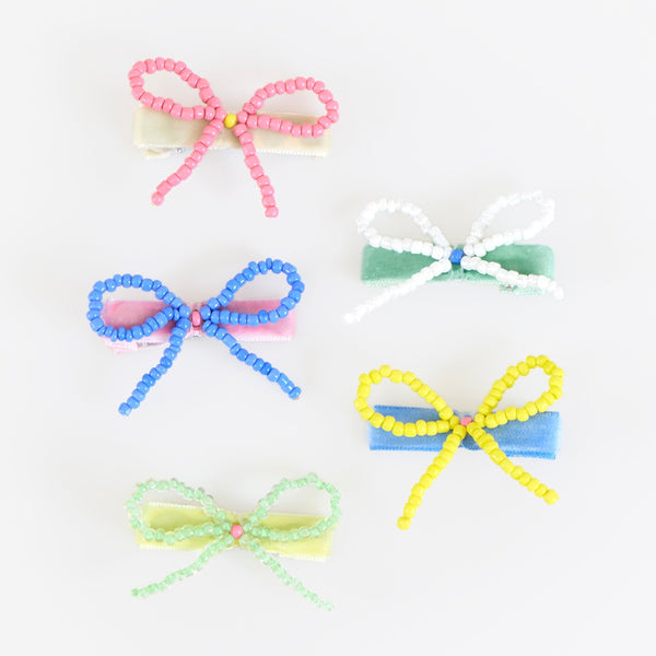 Meri Meri – Beaded Bow Hair Clips (Pack of 5) - Mabel & Fox