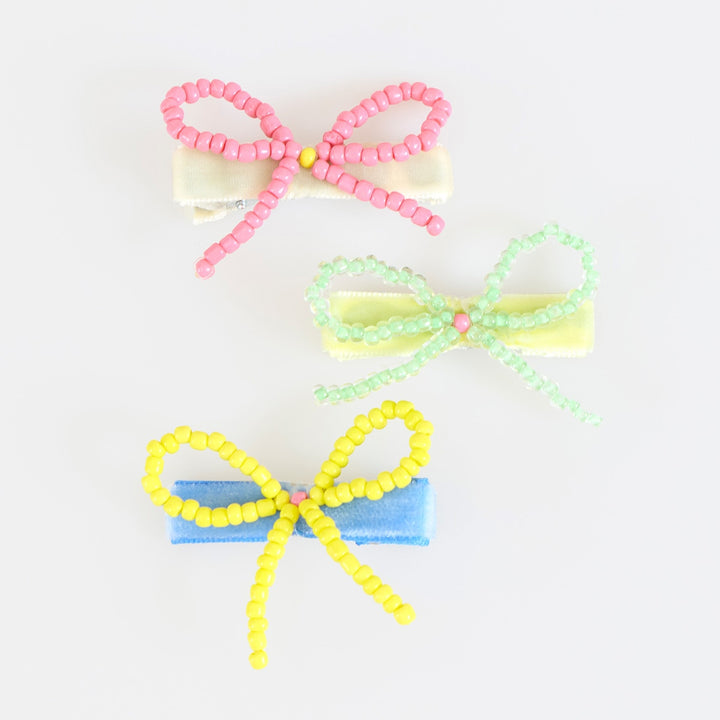 Meri Meri – Beaded Bow Hair Clips (Pack of 5) - Mabel & Fox