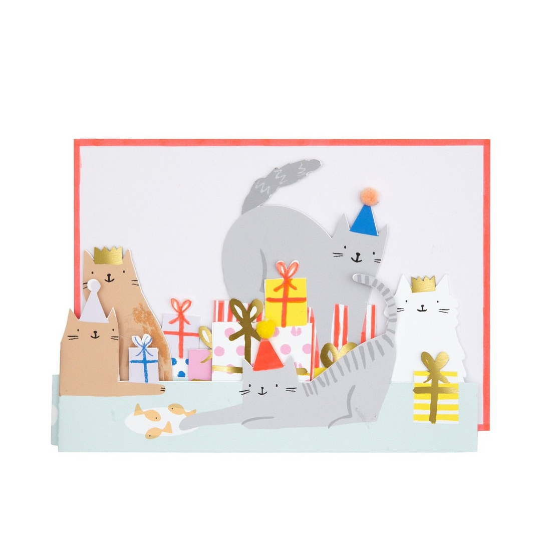 Meri Meri - Cat Party - Birthday Card - Mabel & Fox