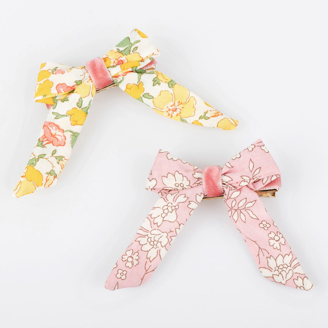Meri Meri – Floral Pattern Bow Hair Clips (4 Pack) - Mabel & Fox