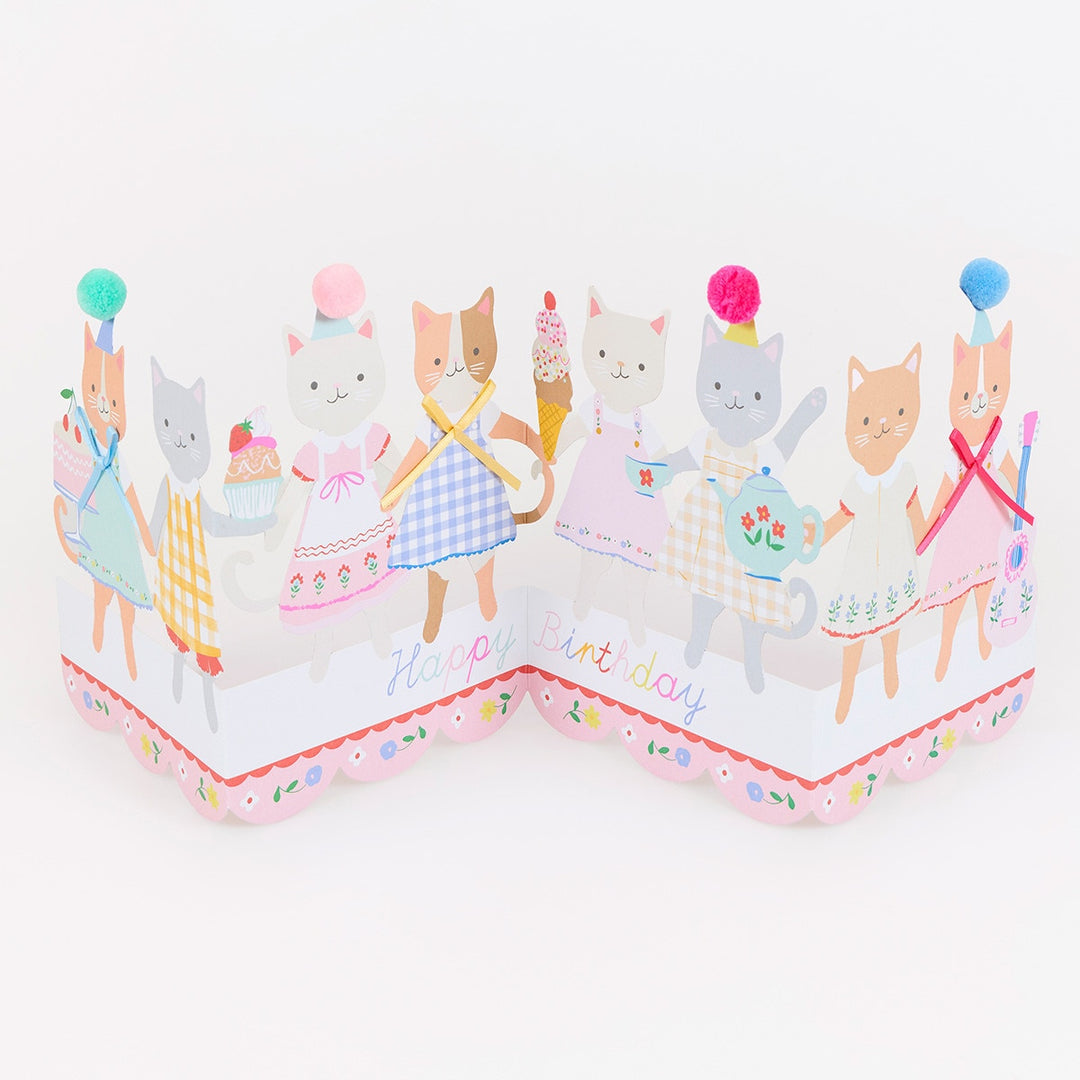 Meri Meri - Kitten Club Concertina Birthday Card - Mabel & Fox