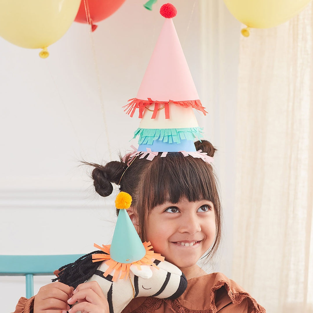 Meri Meri - Large Pom Pom Party Hats - Pack Of 8 - Mabel & Fox