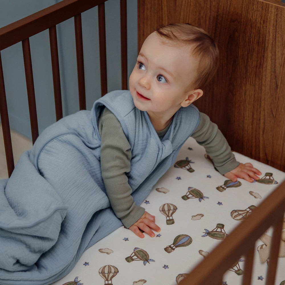 Meyco - Fitted Jersey Sheet - Air Balloons - Mabel & Fox