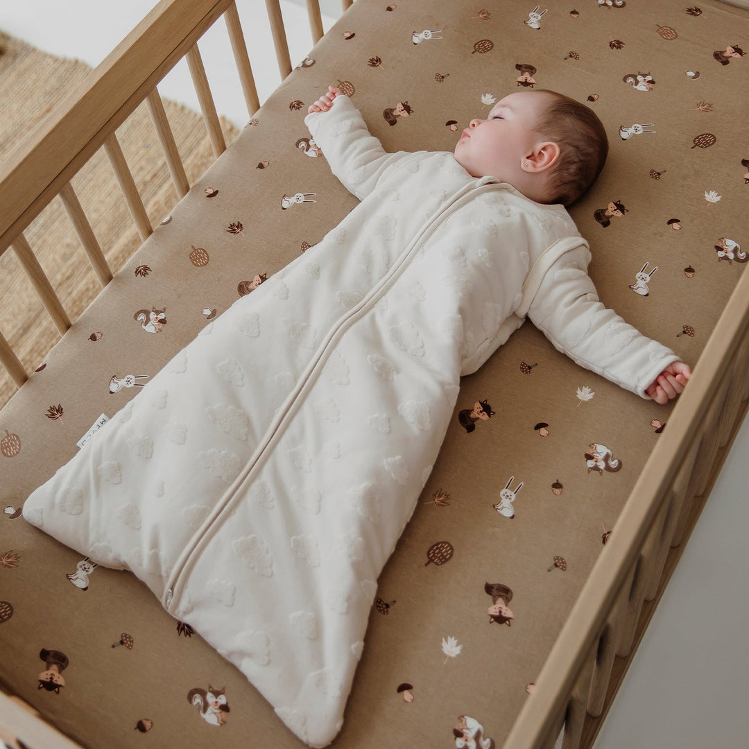 Meyco - Fitted Jersey Sheet - Forest Animals Sand - Mabel & Fox