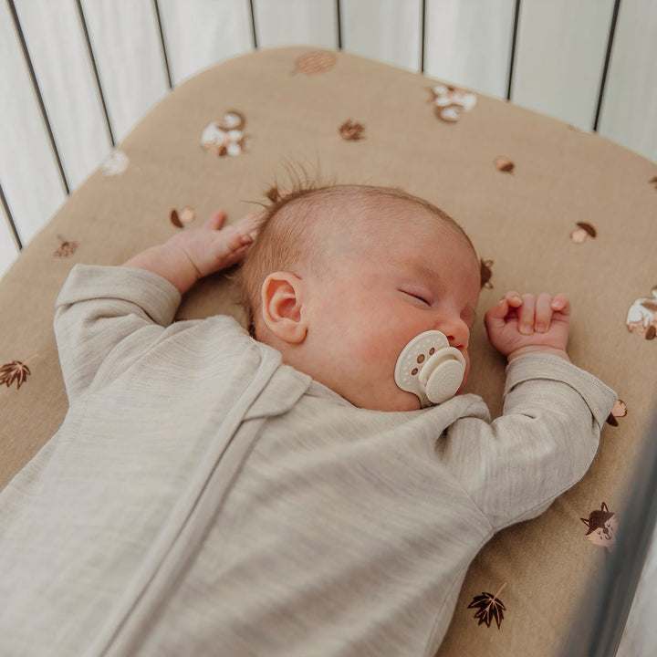 Meyco - Fitted Jersey Sheet - Forest Animals Sand - Mabel & Fox