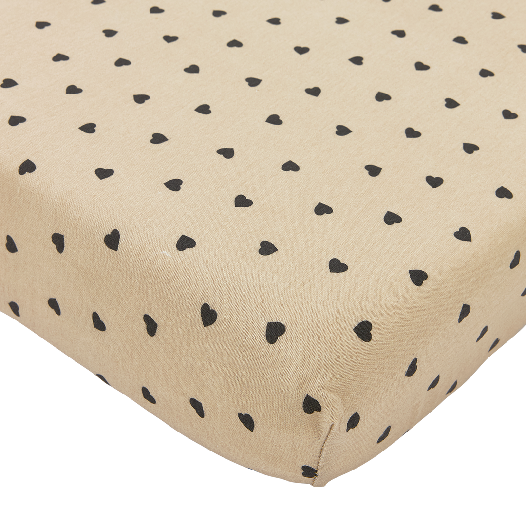 Meyco - Fitted Jersey Sheet - Sweet Heart Sand/Black - Mabel & Fox