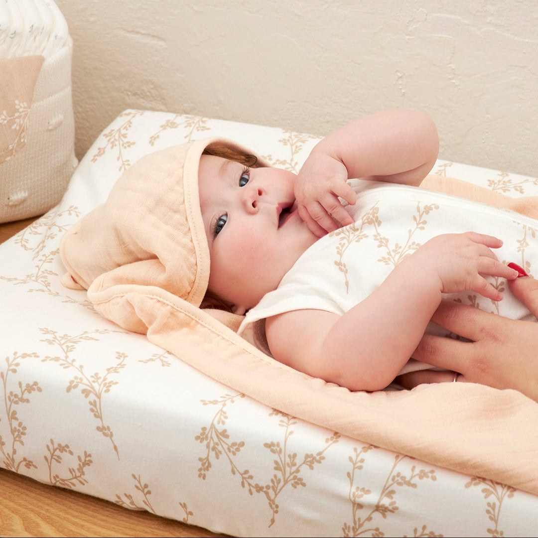 Meyco - Jersey Changing Mat Cover - Sand Branches - Mabel & Fox