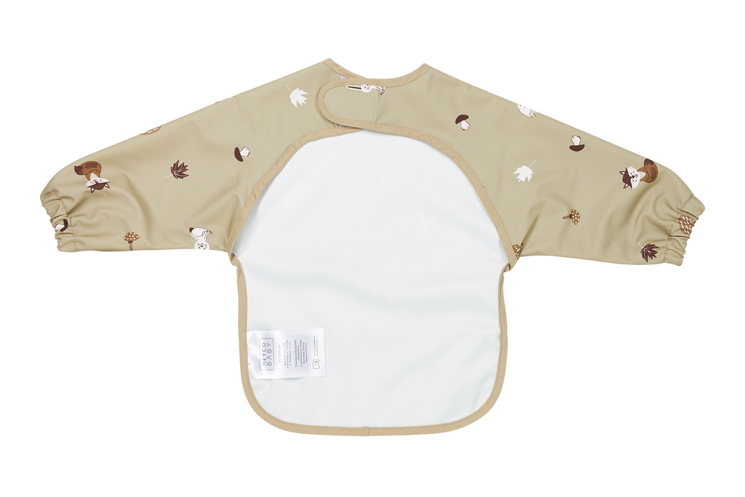 Meyco - Long Sleeved Bib - Forest Animals Sand - Mabel & Fox