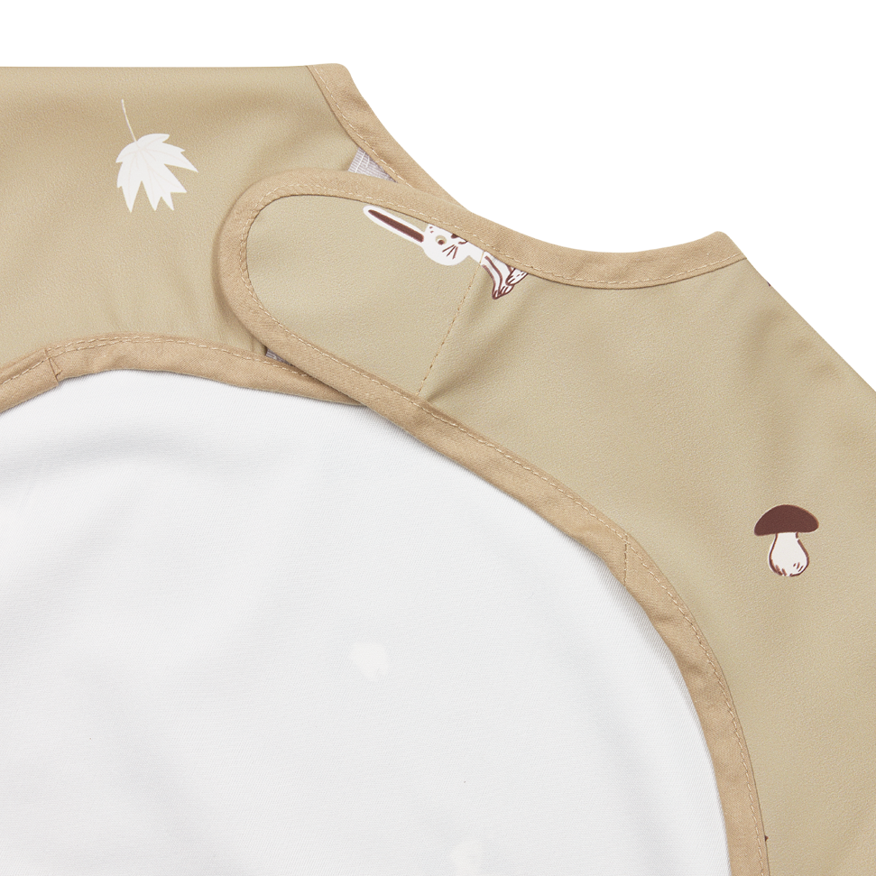 Meyco - Long Sleeved Bib - Forest Animals Sand - Mabel & Fox