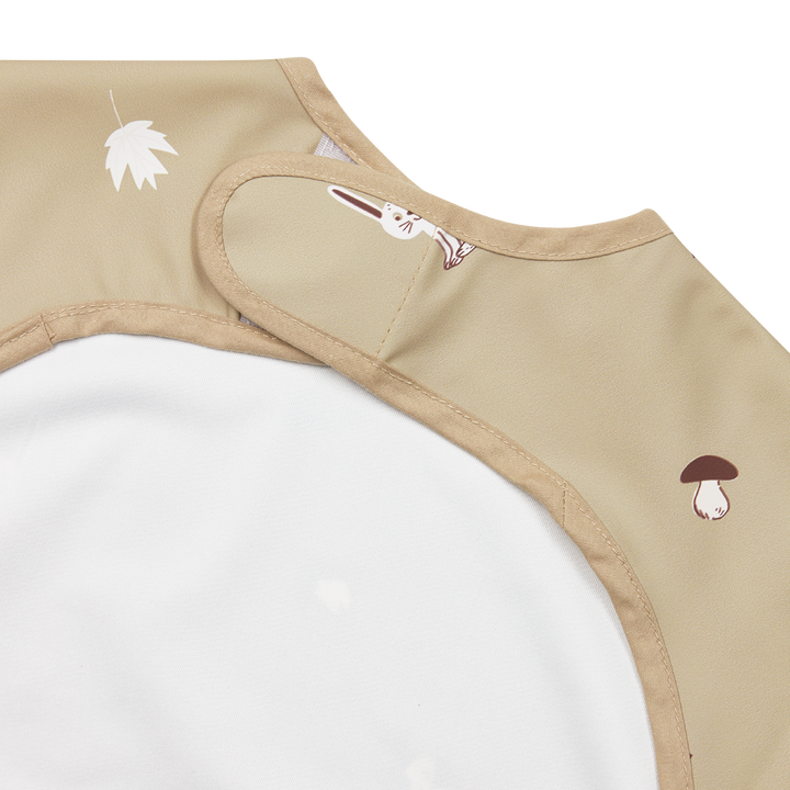 Meyco - Long Sleeved Bib - Forest Animals Sand - Mabel & Fox