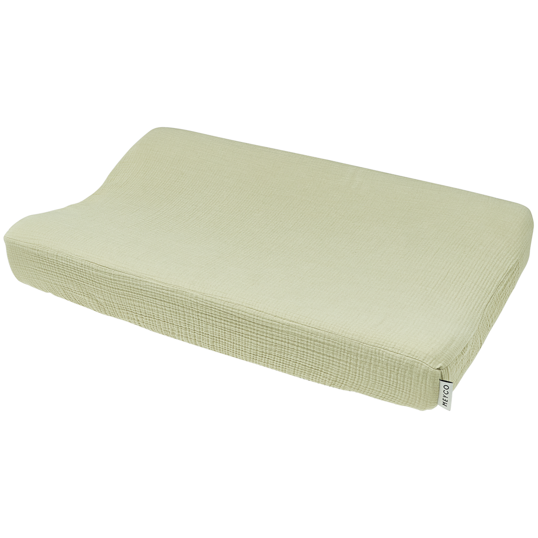 Meyco - Muslin Changing Mat Cover - Pre Washed Soft Olive - Mabel & Fox