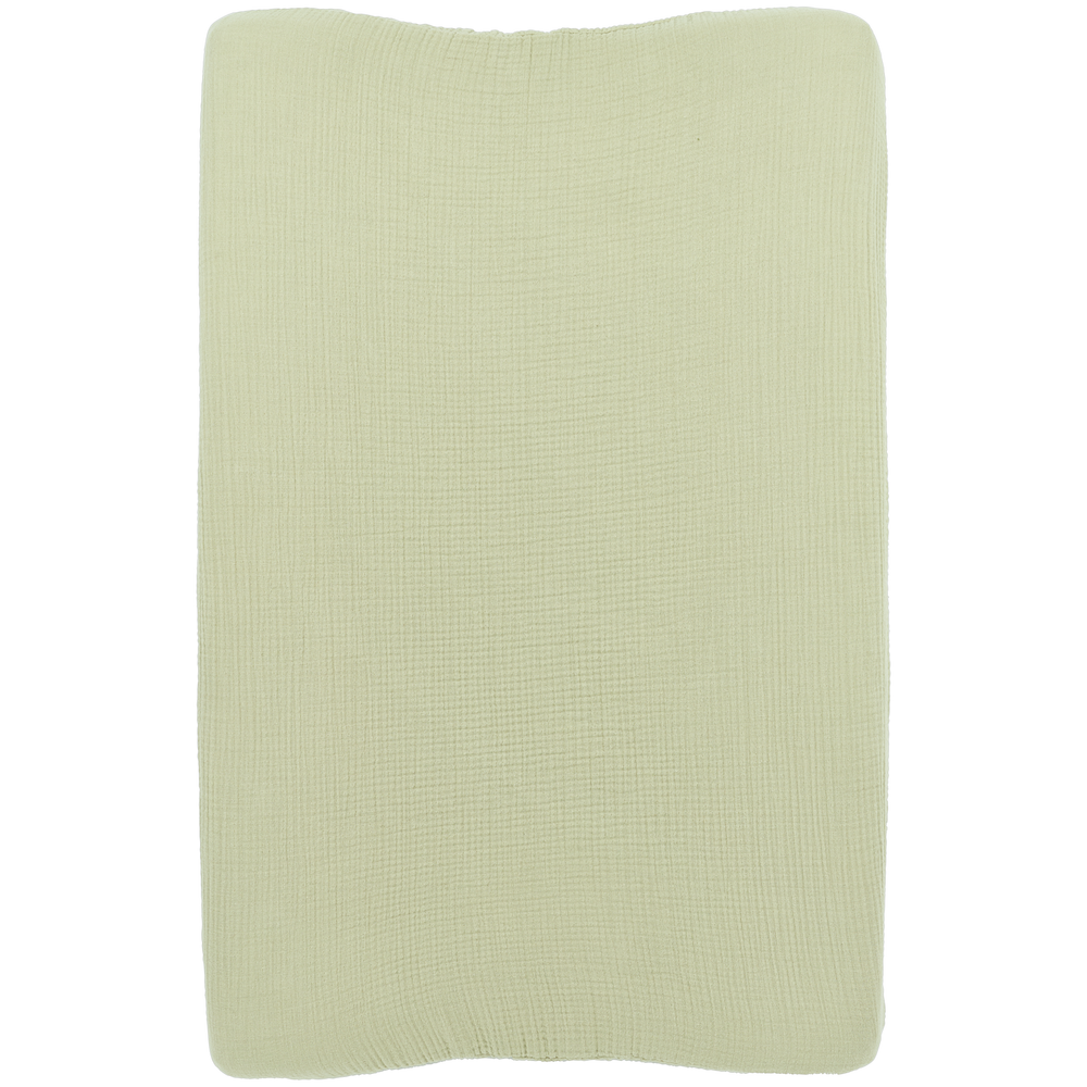 Meyco - Muslin Changing Mat Cover - Pre Washed Soft Olive - Mabel & Fox