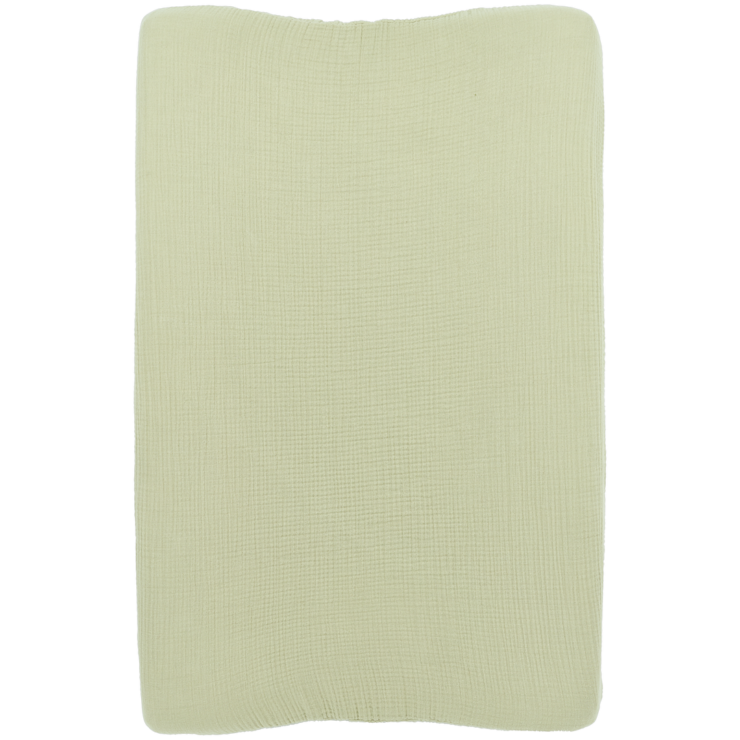 Meyco - Muslin Changing Mat Cover - Pre Washed Soft Olive - Mabel & Fox