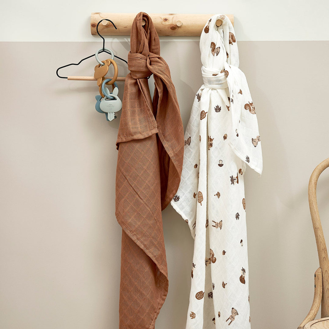 Meyco - Muslin Cloths - Forest Animals Toffee (2 Pack) - Mabel & Fox