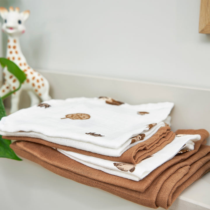 Meyco - Muslin Cloths - Forest Animals Toffee (3 Pack) - Mabel & Fox