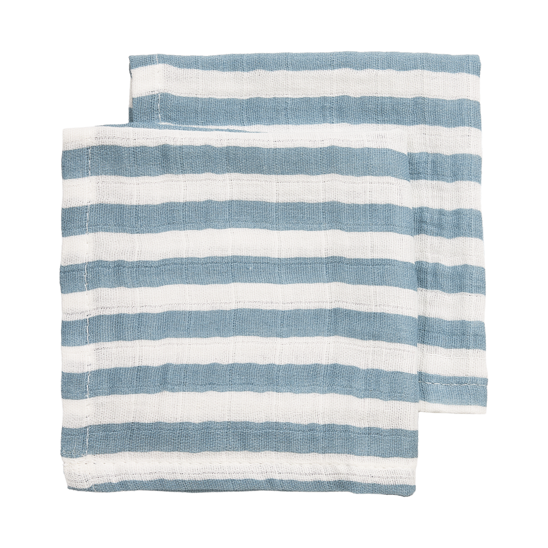 Meyco - Muslin Cloths - Jean Blue Stripe (2 Pack) - Mabel & Fox