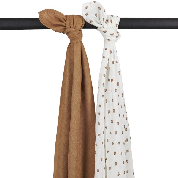 Meyco - Muslin Cloths - Mini Panther / Toffee (2 Pack) - Mabel & Fox