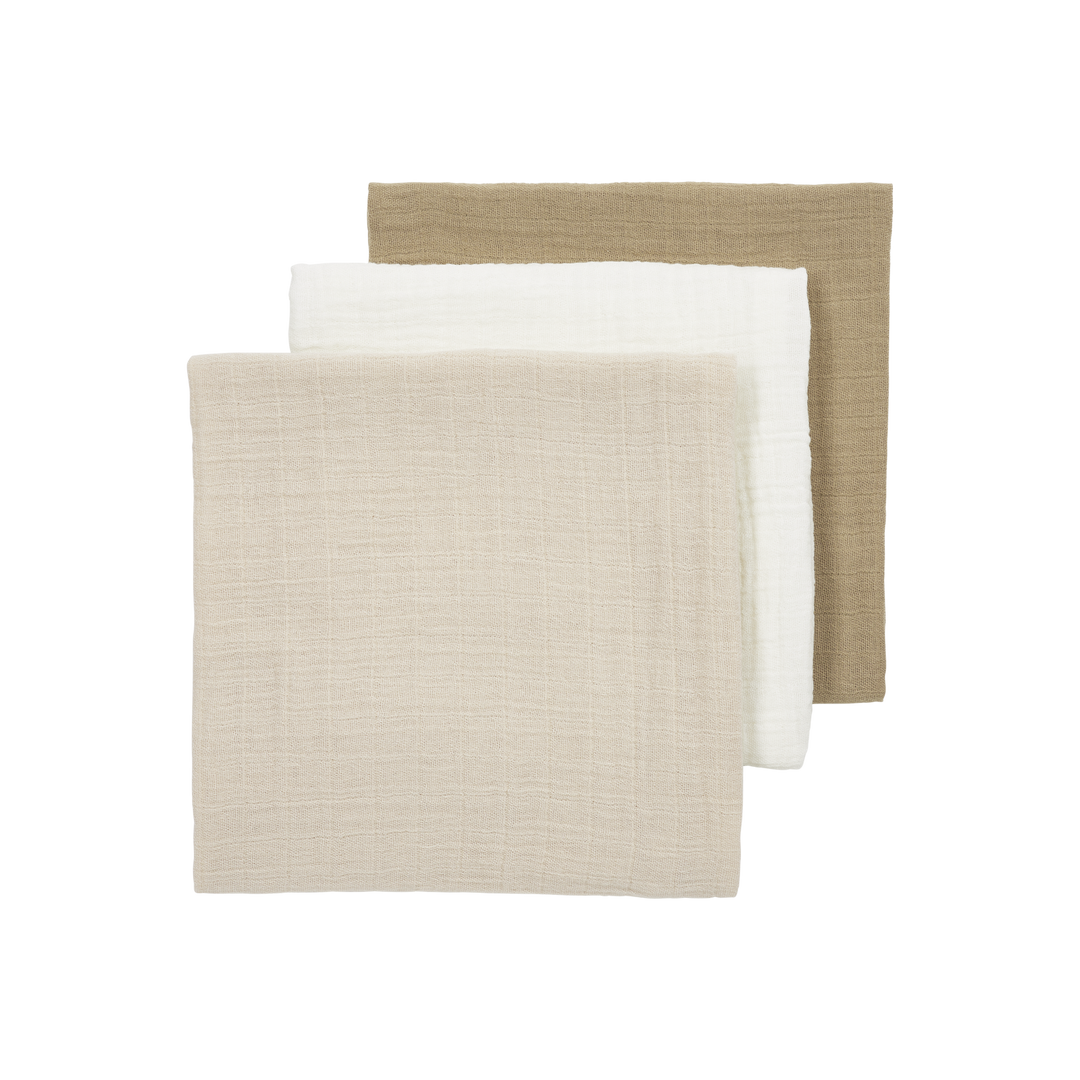 Meyco - Muslin Cloths - Offwhite/Soft Sand/Taupe (3 Pack) - Mabel & Fox