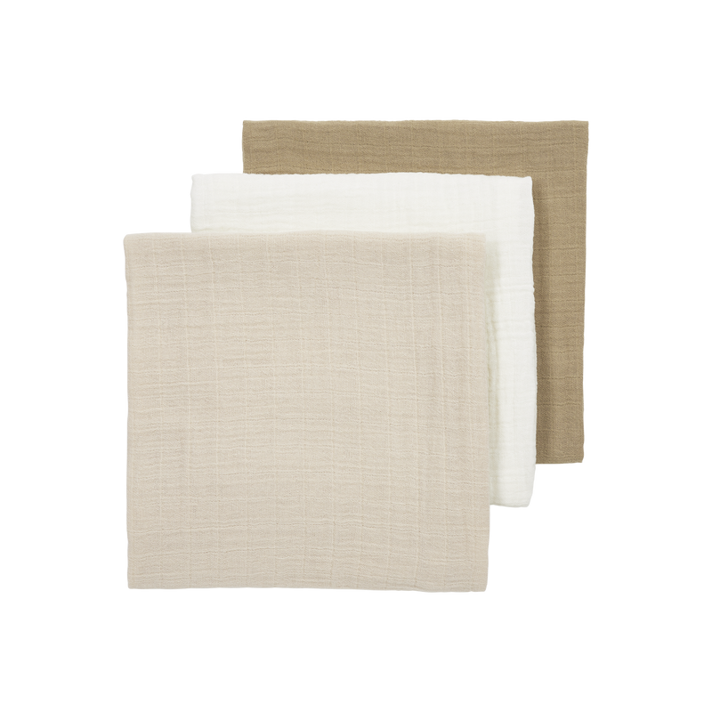 Meyco - Muslin Cloths - Offwhite/Soft Sand/Taupe (3 Pack) - Mabel & Fox