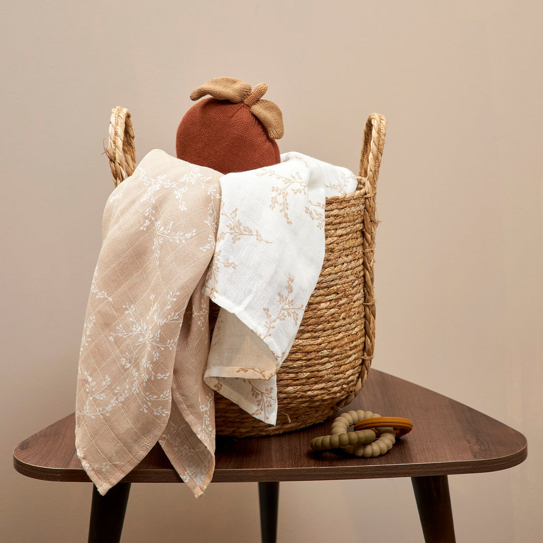 Meyco - Muslin Cloths - Sand Branches (2 Pack) - Mabel & Fox