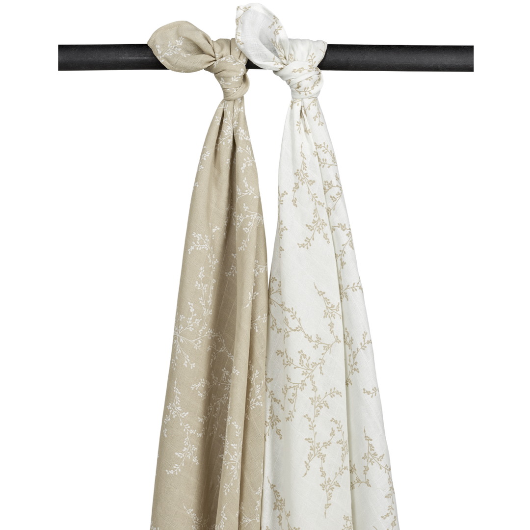 Meyco - Muslin Cloths - Sand Branches (2 Pack) - Mabel & Fox