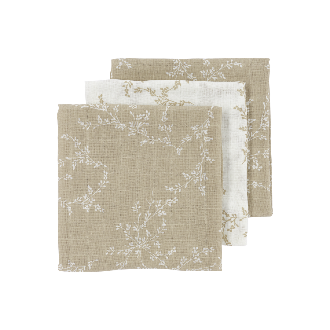 Meyco - Muslin Cloths - Sand Branches (3 Pack) - Mabel & Fox