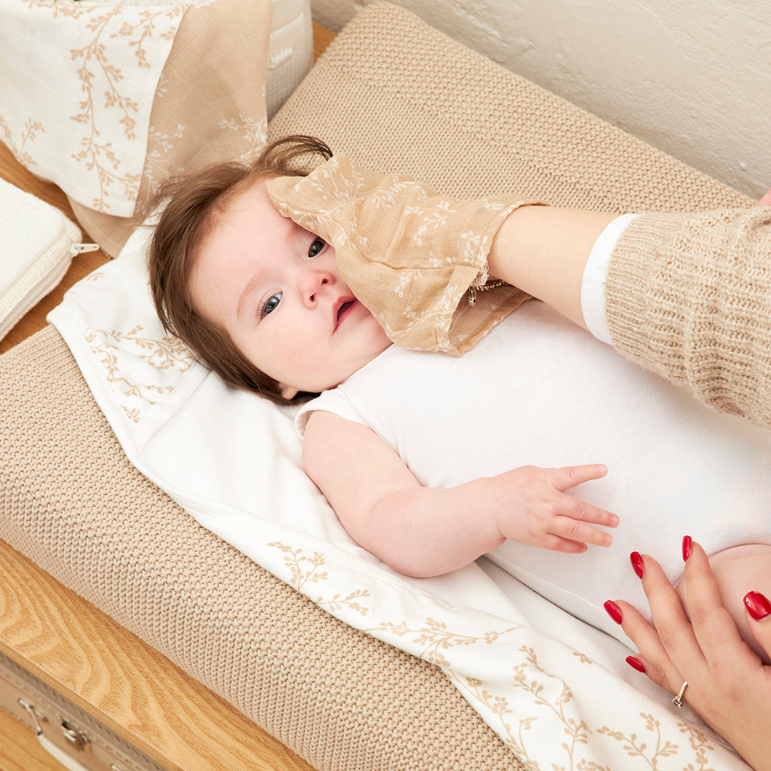 Meyco - Muslin Cloths - Sand Branches (3 Pack) - Mabel & Fox