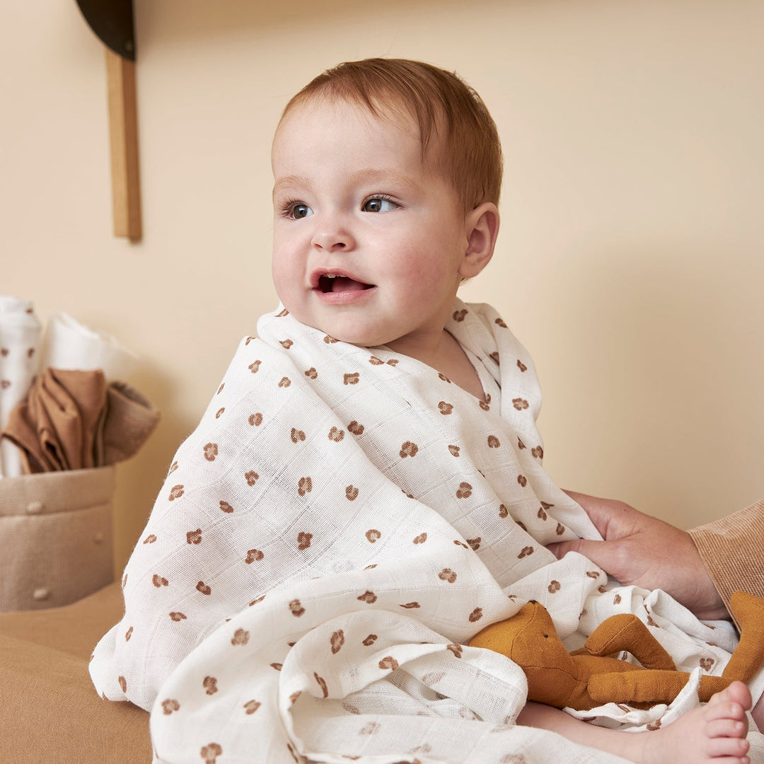 Meyco - Muslin Cloths - Mini Panther / Toffee (2 Pack) - Mabel & Fox