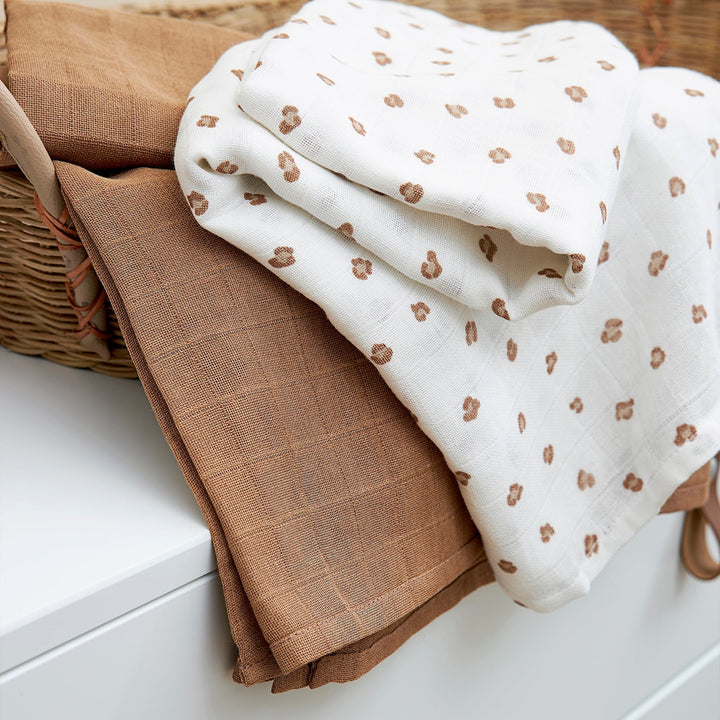 Meyco - Muslin Cloths - Mini Panther / Toffee (2 Pack) - Mabel & Fox