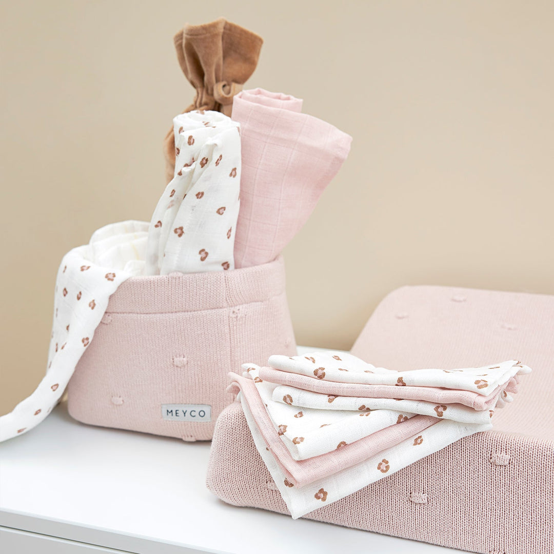 Meyco - Muslin Cloths - Soft Pink Mini Panther (2 Pack) - Mabel & Fox