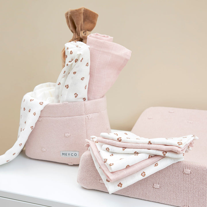Meyco - Muslin Cloths - Soft Pink Mini Panther (2 Pack) - Mabel & Fox