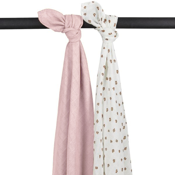 Meyco - Muslin Cloths - Soft Pink Mini Panther (2 Pack) - Mabel & Fox
