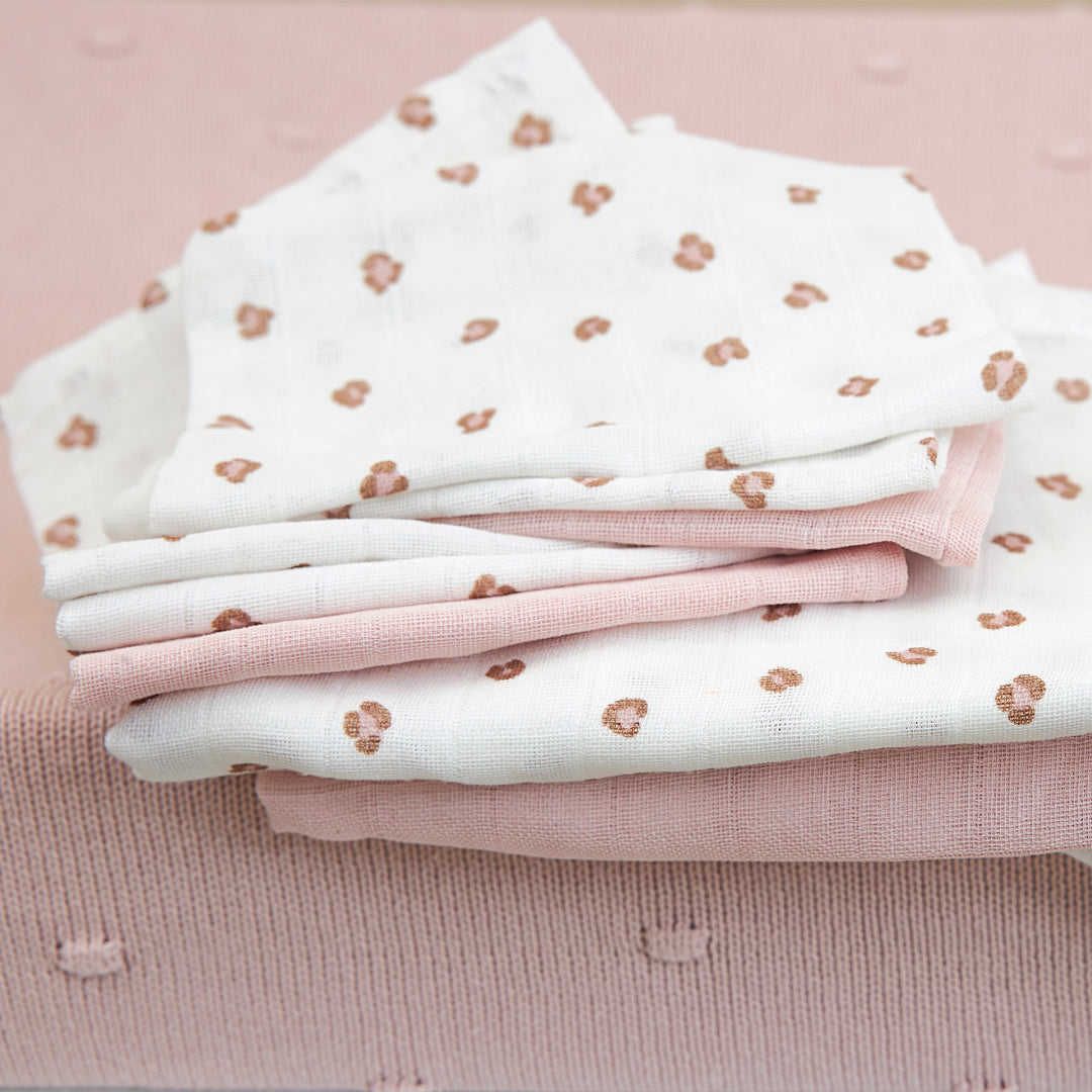 Meyco - Muslin Cloths - Soft Pink Mini Panther (3 Pack) - Mabel & Fox