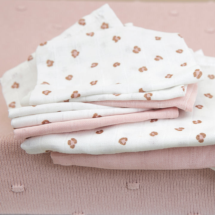 Meyco - Muslin Cloths - Soft Pink Mini Panther (3 Pack) - Mabel & Fox