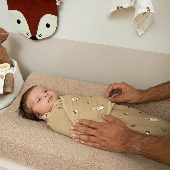 Meyco - Swaddle Wrap - Forest Animals Sand (0-3) - Mabel & Fox