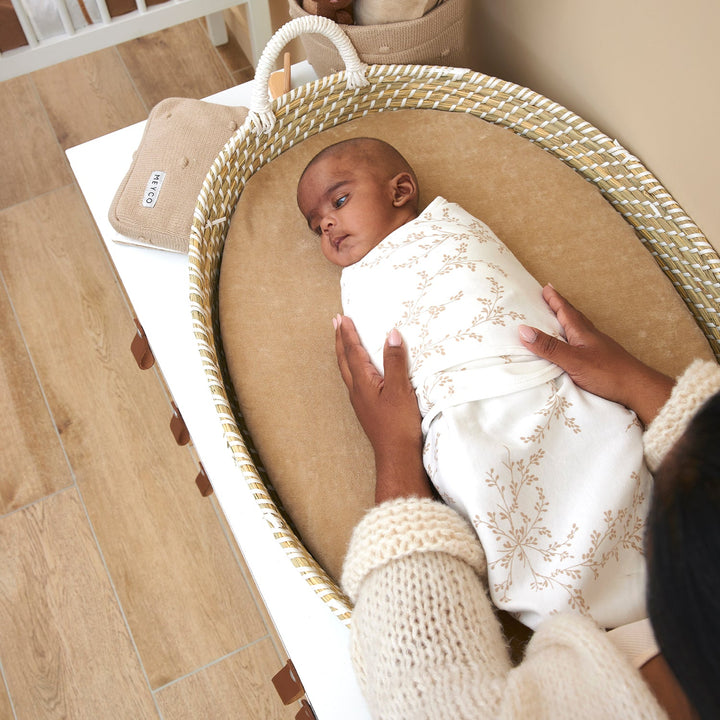 Meyco - Swaddle Wrap - Sand Branches (0-3m) - Mabel & Fox