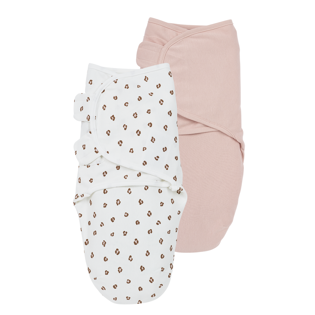 Meyco - Swaddle Wrap - Soft Pink Panther (0-3m) (2 Pack) - Mabel & Fox