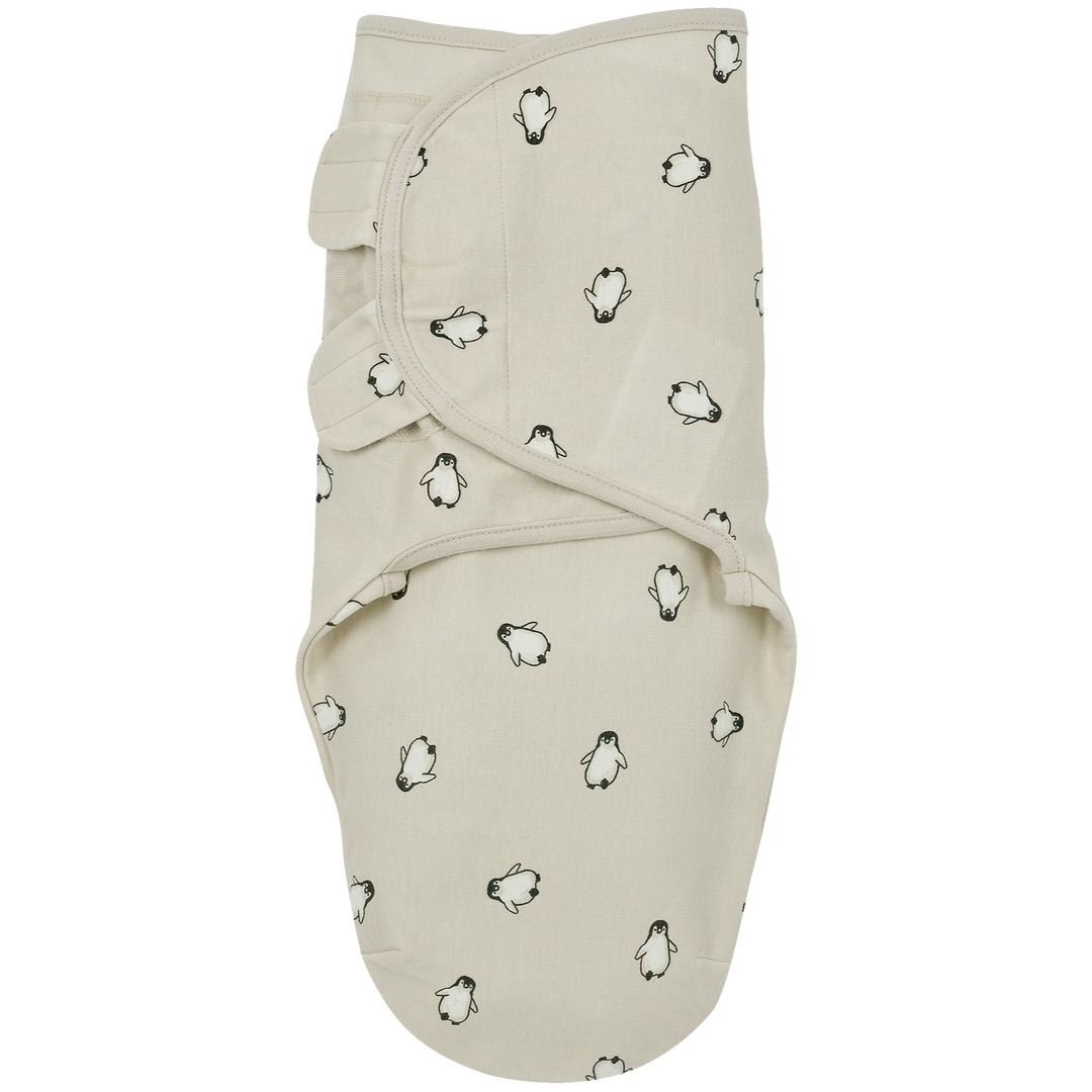 Meyco - Swaddle Wrap - Soft Sand Penguin (0-3m) - Mabel & Fox