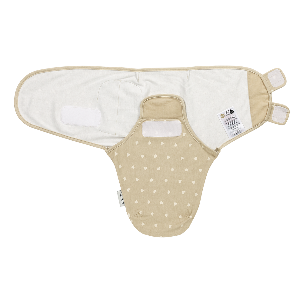 Meyco - Swaddle Wrap - Sweet Heart Sand/Soft Sand (0-3) - Mabel & Fox