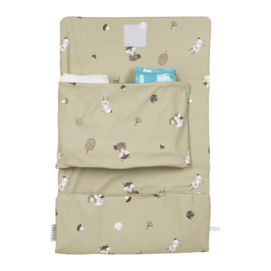 Meyco - Travel Changing Mat - Forest Animals Sand - Mabel & Fox