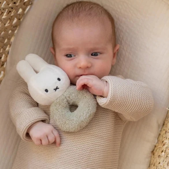 Miffy - Rattle - Fluffy Green Rattle - Mabel & Fox