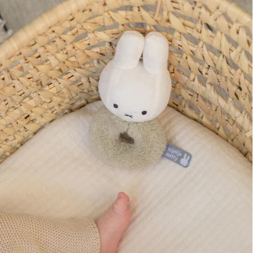 Miffy - Rattle - Fluffy Green Rattle - Mabel & Fox