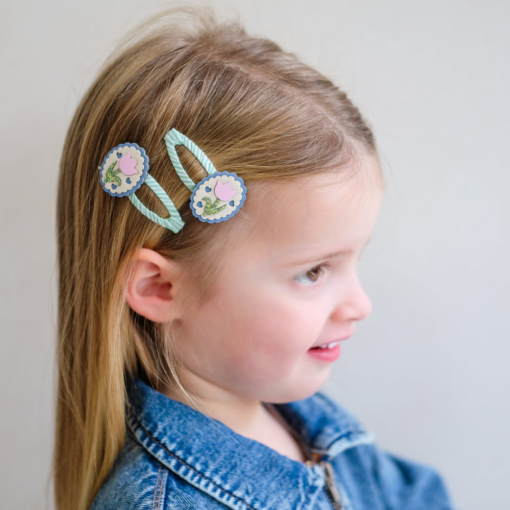 Mimi & Lula – Hair Clips – Scallop Framed Tulip Clic Clacs - Mabel & Fox